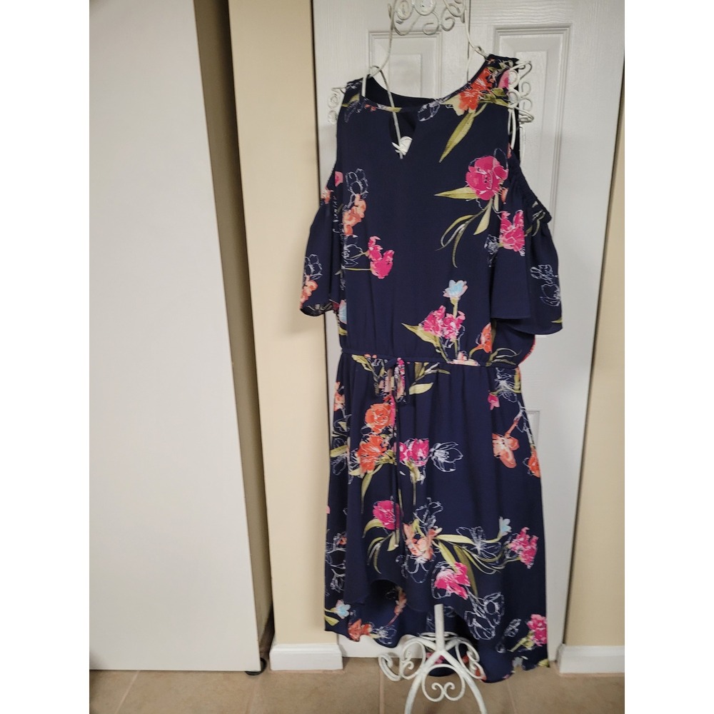 Botanical‎ Style Party Cruise Wear Cold Shoulder High Low Dress Size XL